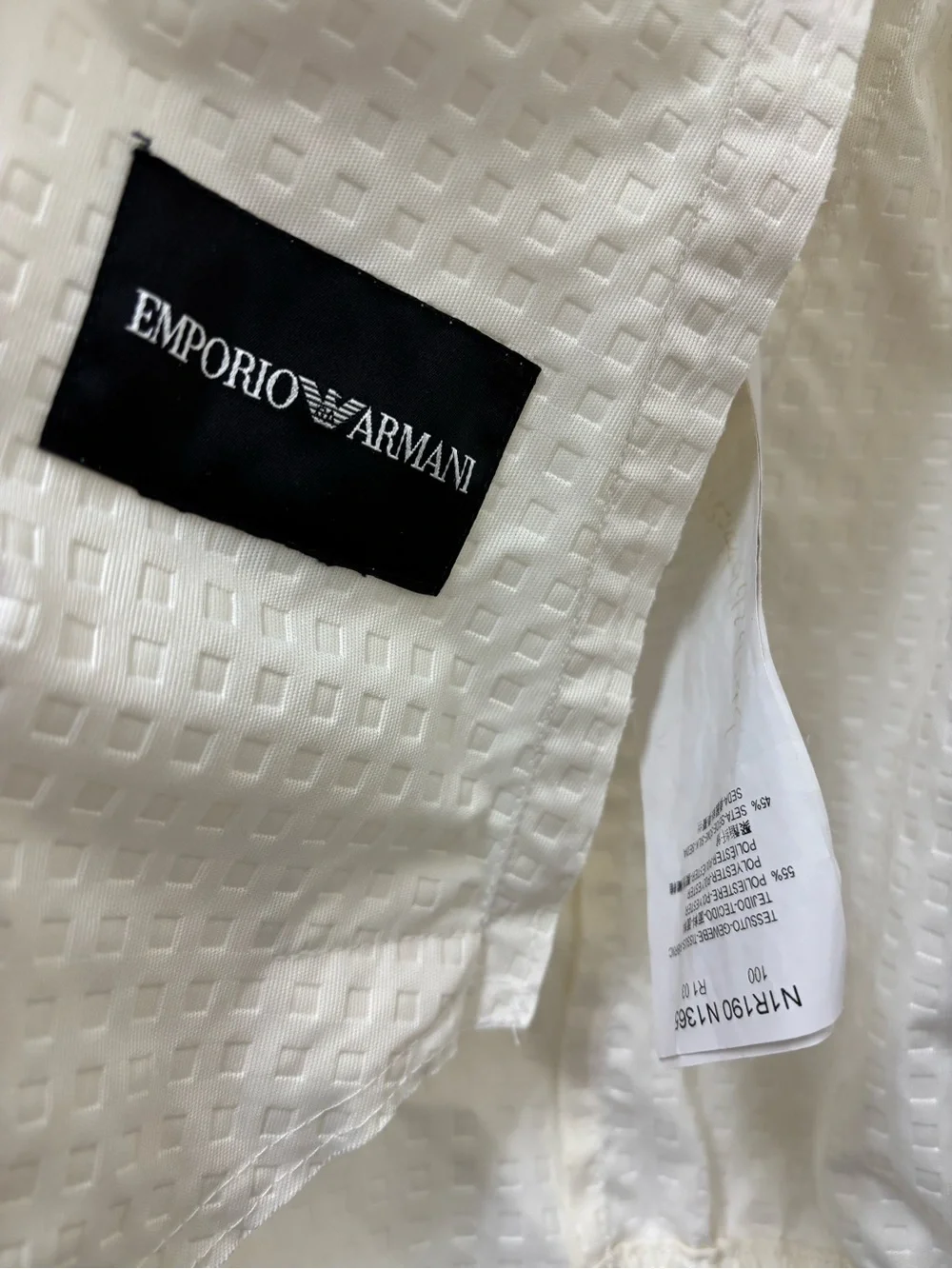 Emporio Armani cream Textured Cube Pattern Silk Blend Jacket Blazer N1R190 44